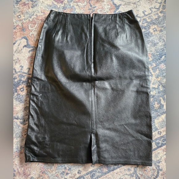 Vintage Bagatelle Black Leather Lined Skirt Sz 10 - Picture 2 of 6